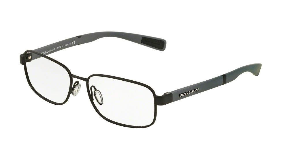 Dolce&amp;Gabbana DG1281 Single Vision Prescription Eyeglasses 1289-53 - Black Rubber Frame