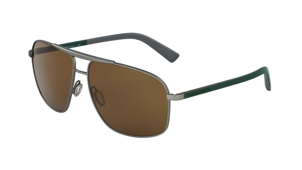 Dolce&amp;Gabbana DG2154 Sunglasses 128873-61 - Gunmetal Rubber Frame, Brown Lenses