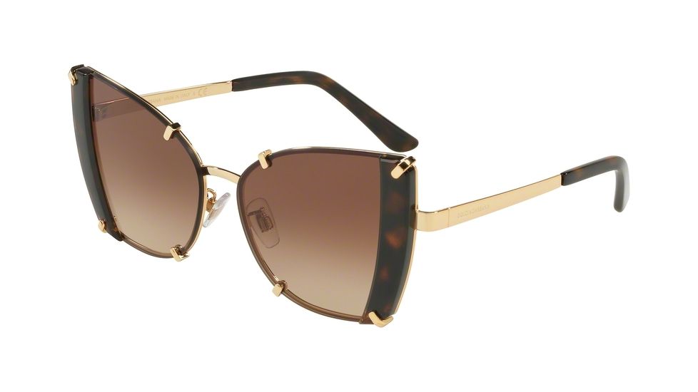 Dolce&amp;Gabbana DG2214 Sunglasses 02/13-53 - Men's, Gold Havana Frame, Brown Gradient Lenses