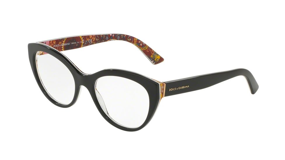 Dolce&amp;Gabbana DG3246 Progressive Prescription Eyeglasses 3033-53 - Top Black/handcart Frame