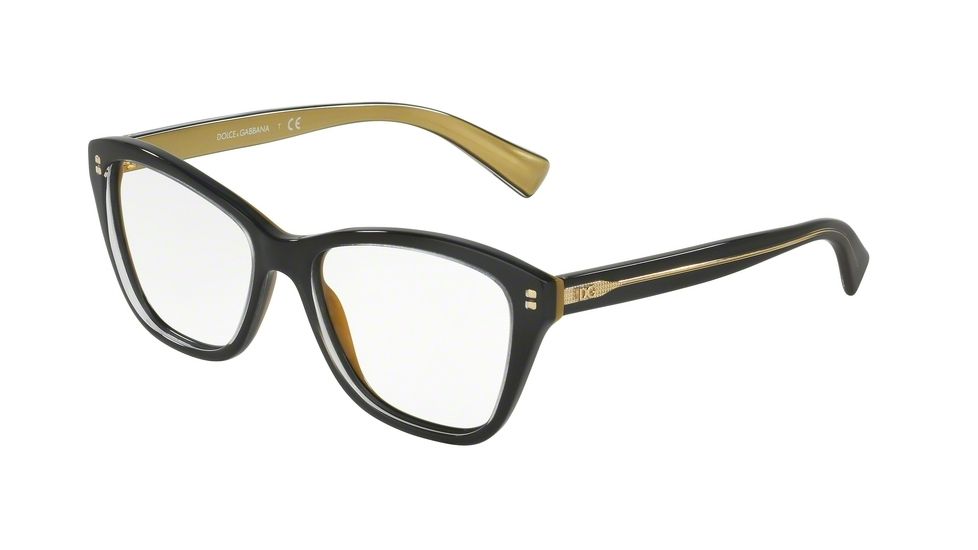 Dolce&amp;Gabbana DG3249 Progressive Prescription Eyeglasses 2955-51 - Top Black On Gold Frame