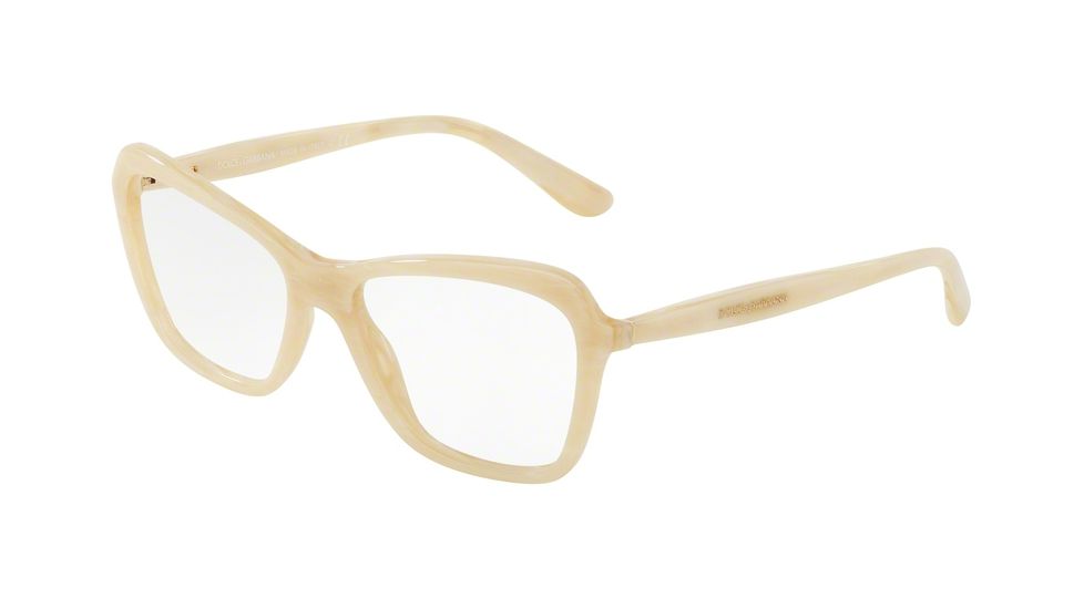 Dolce&amp;Gabbana DG3263F Single Vision Prescription Eyeglasses 3084-54 - Beige Horn Frame