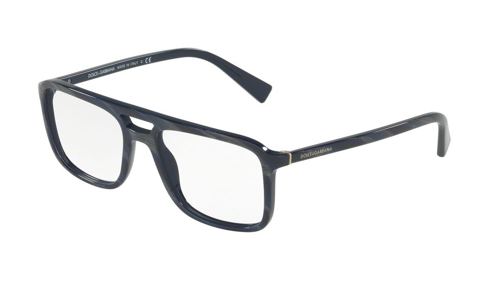 Dolce&amp;Gabbana DG3267F Progressive Prescription Eyeglasses 3092-54 - Striped Grey On Blue Frame