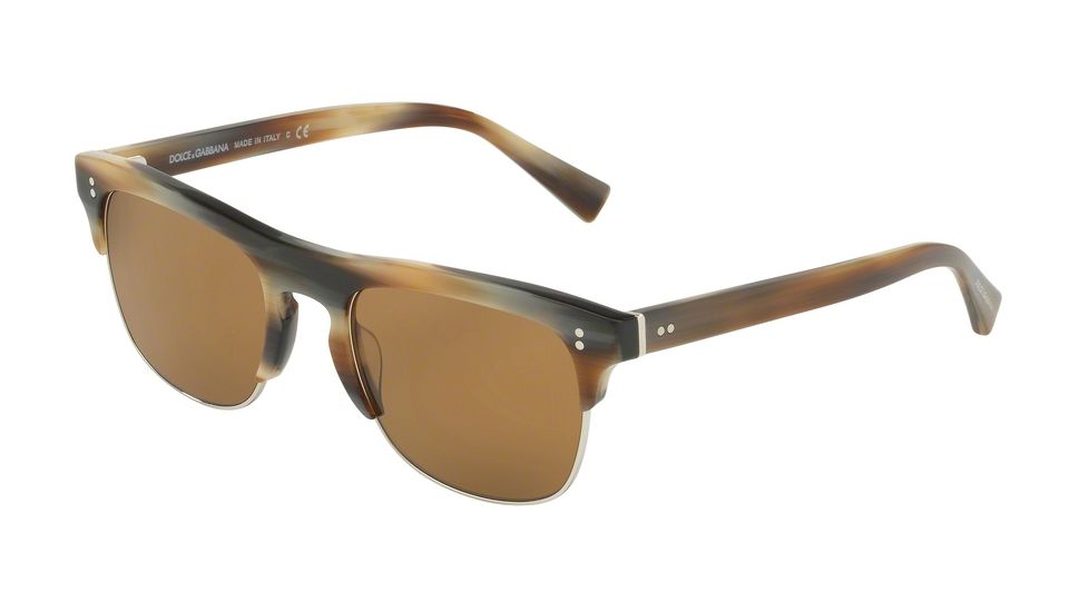 Dolce&amp;Gabbana DG4305 Sunglasses 311653-53 - Striped Brown/silver Frame, Brown Lenses