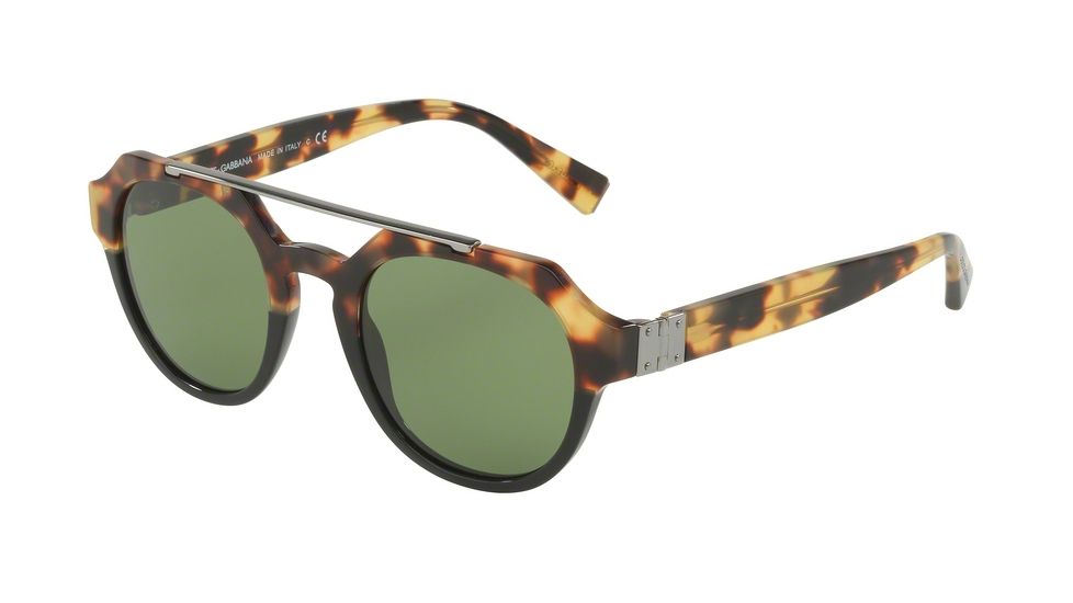 Dolce&amp;Gabbana DG4313 Sunglasses 314352-50 - Light Havana Black Frame, Green Lenses