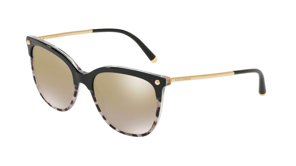 Dolce&amp;Gabbana DG4333 Bifocal Prescription Sunglasses, 55mm, Top Black On Duble Leoprint, DG4333-31746E-55-BI