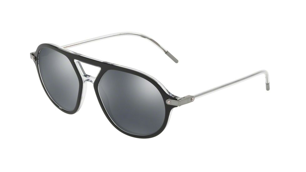 Dolce&amp;Gabbana DG4343 Bifocal Prescription Sunglasses, 54mm, Top Black On Crystal, DG4343-675-6G-54-BI