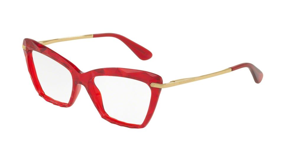 Dolce&amp;Gabbana DG5025 Single Vision Prescription Eyeglasses 3147-53 - Transparent Bordeaux Frame