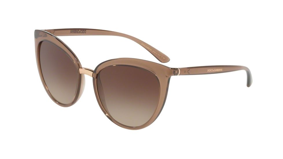 Dolce&amp;Gabbana DG6113 Progressive Prescription Sunglasses, 55mm, Transparent Brown, DG6113-315913-55-PRO