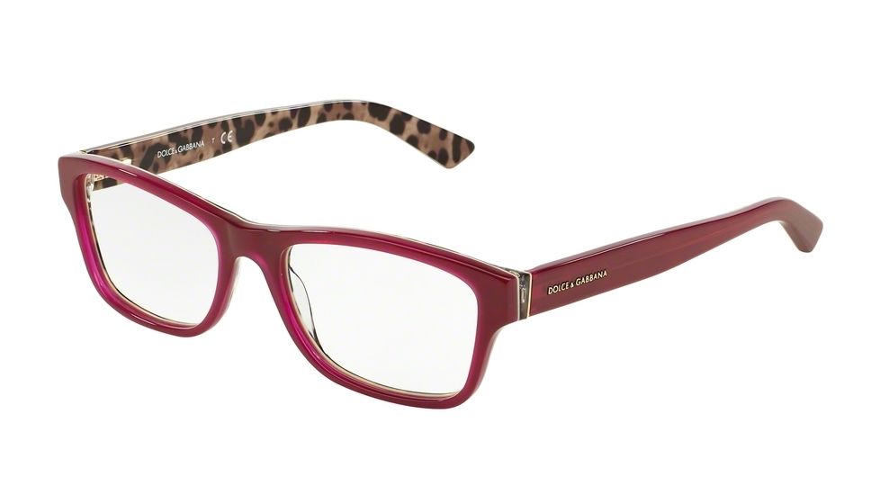Dolce&amp;Gabbana ENCHANTED BEAUTIES DG3208 Eyeglass Frames 2882-52 - Top Opal Bordeaux/Leo Frame
