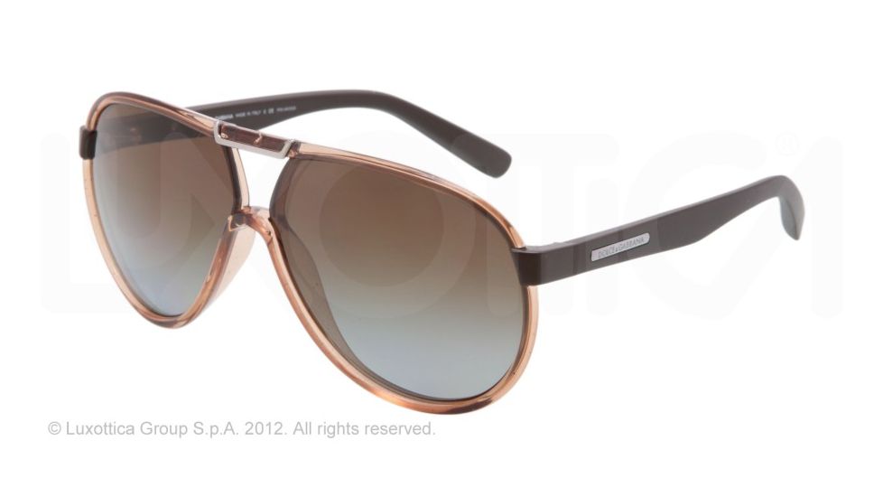 Dolce&amp;Gabbana LIFESTYLE DG6078 Sunglasses 2642T5-61 - Brown Transparent Frame, Polar Brown Gradient Lenses