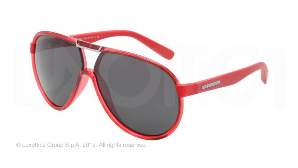 Dolce&amp;Gabbana LIFESTYLE DG6078 Sunglasses 264487-61 - Red Transparent Frame, Gray Lenses