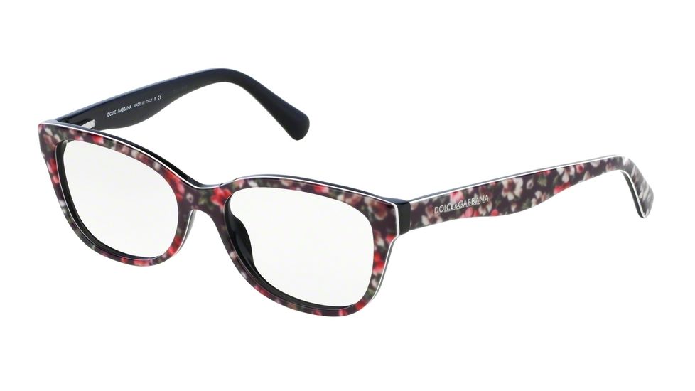 Dolce&amp;Gabbana MATT SILK DG3136 Bifocal Prescription Eyeglasses 2778-55 - Top Black Flowers On Black Frame