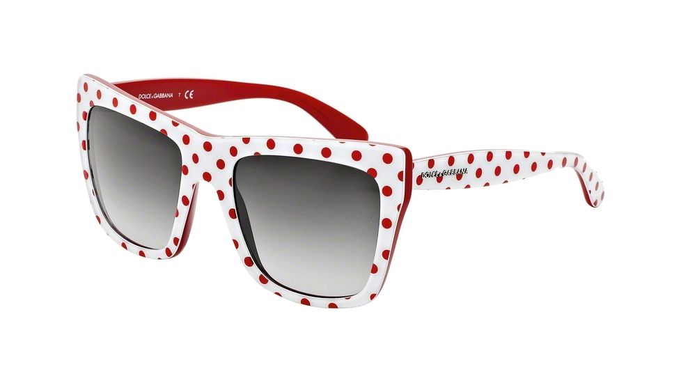 Dolce&amp;Gabbana POIS DG4228 Single Vision Prescription Sunglasses DG4228-28758G-55 - Lens Diameter 55 mm, Frame Color Red Pois/whte/red