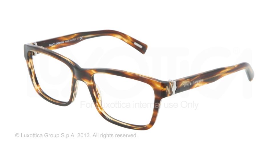 Dolce&amp;Gabbana SICILIAN HINGE DG3130 Bifocal Prescription Eyeglasses 2595-5517 - Striped Brown Frame, Demo Lens Lenses