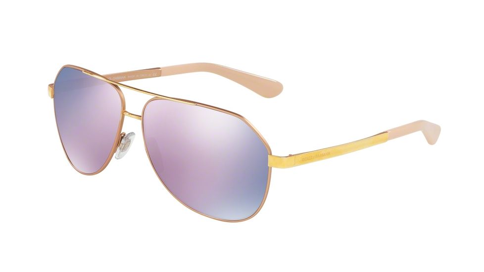 Dolce&amp;Gabbana SICILIAN TASTE DG2144 Single Vision Prescription Sunglasses DG2144-12945R-61 - Lens Diameter 61 mm, Frame Color Matte Pink Gold