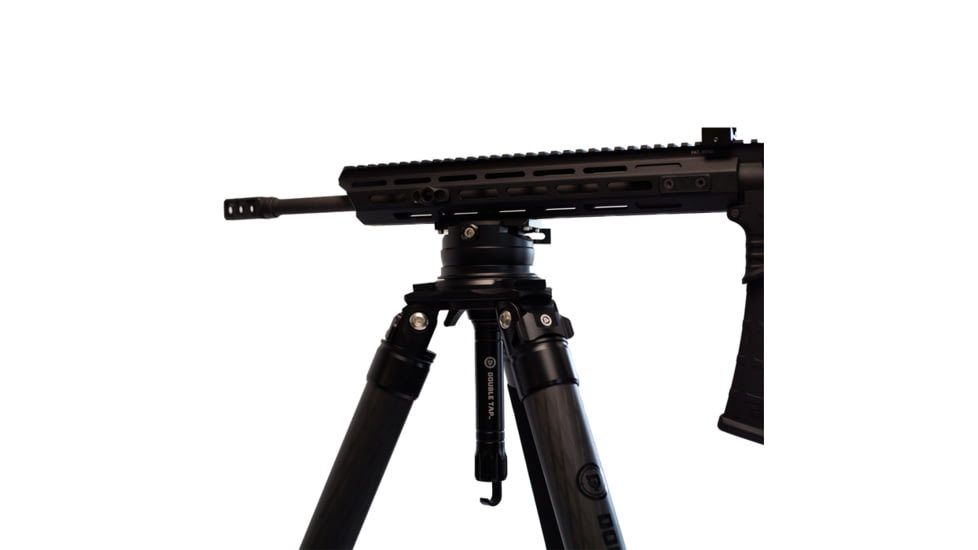 Double Tap Industries Stronghold Carbon Fiber Shooting Tripod w/Leveling Head, Black, TRI-CF-002L