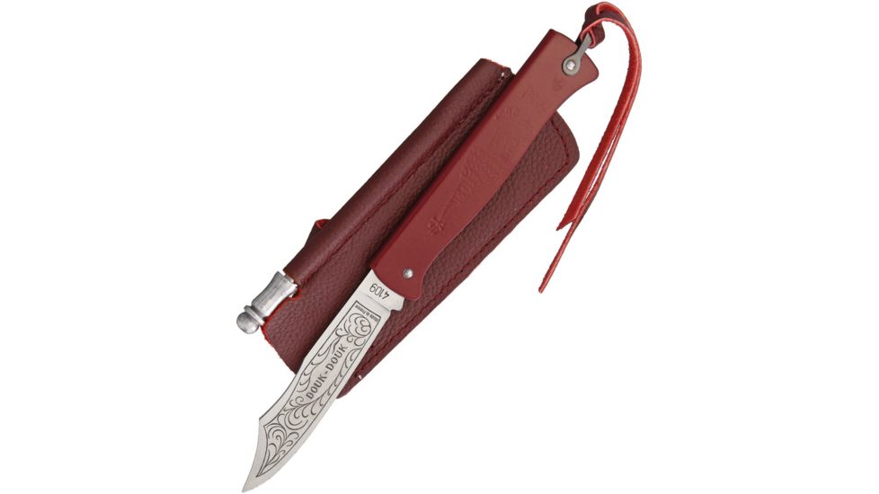 Douk-Douk Folder Red Folding Knife,3.125in,Carbon Steel,Red,Folden Steel Handle DD815GMCOLR