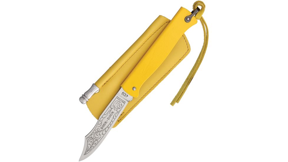Douk-Douk Folder Yellow Folding Knife,3.125in,Carbon Steel,Yellow,Folden Steel Handle DD815GMCOLY