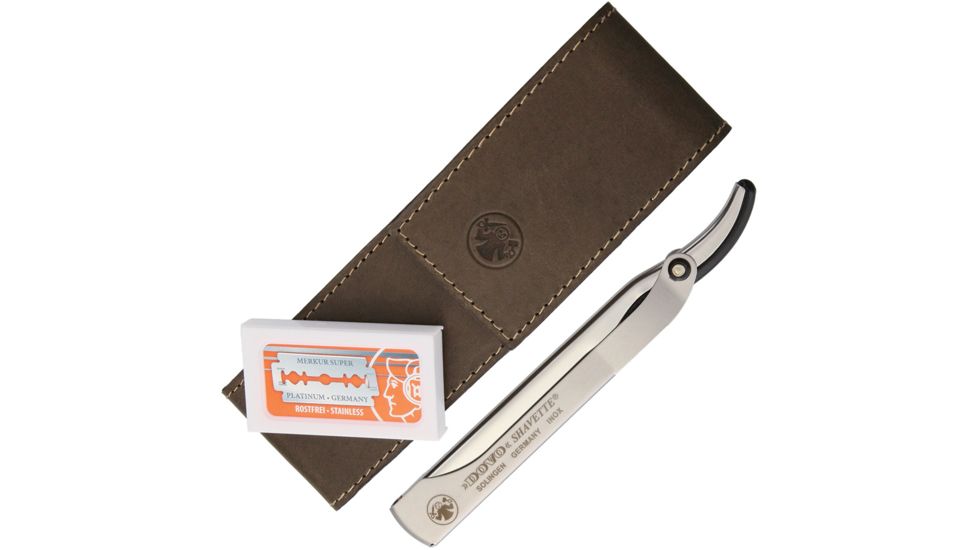 Dovo Shavette Straight Razor Folding Knife,Silver,Aluminum Handle DOV577056