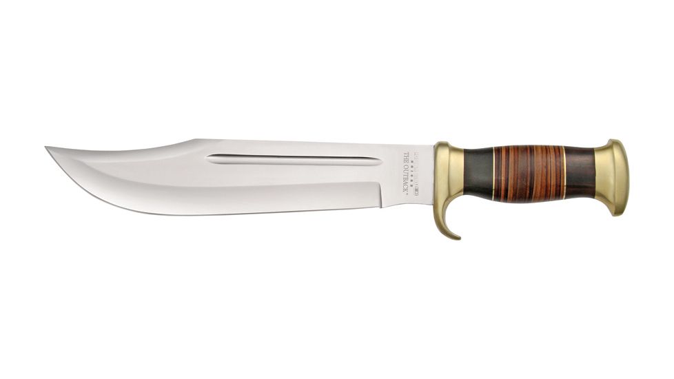 Down Under Knives Bowie Fixed Blade Knife, 10.875in, Leather/Brass Handle DUKCD