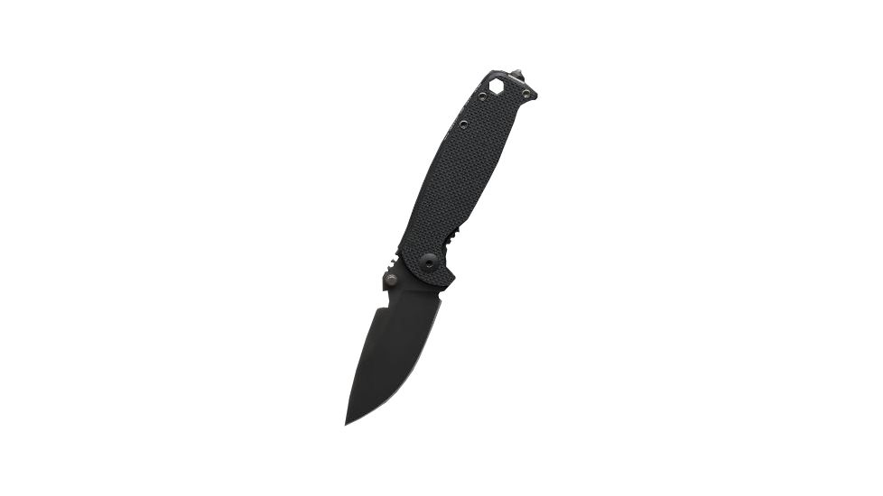 DPx Gear DPx HEST/F Triple Black 3.14in Blade Folding Knife,G10/Titanium Handle,Plain Edge DPHSF125