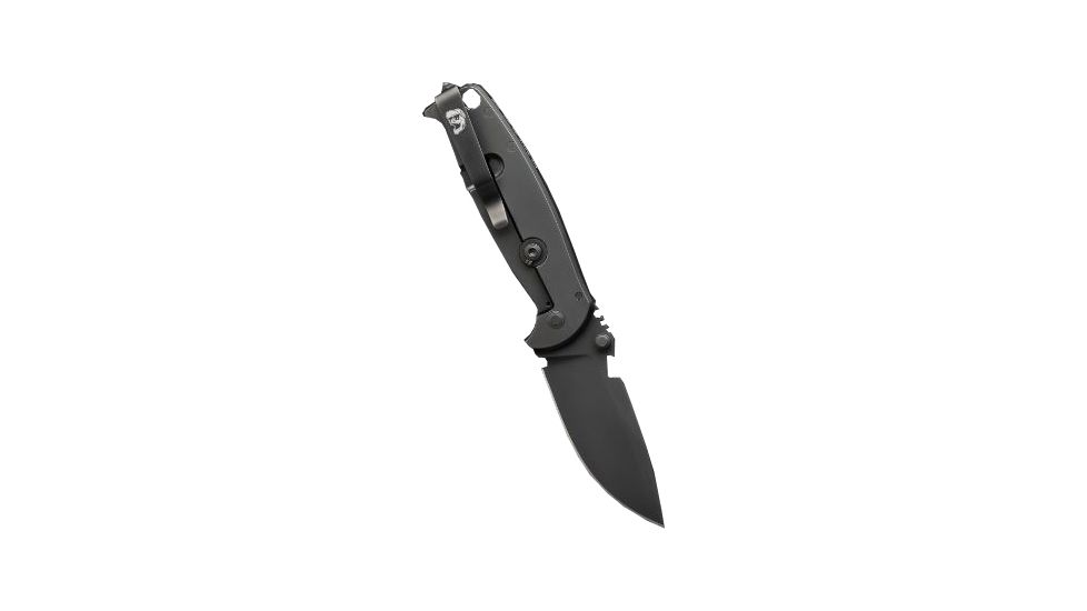 DPx Gear DPx HEST/F Triple Black 3.14in Blade Folding Knife,G10/Titanium Handle,Plain Edge DPHSF125