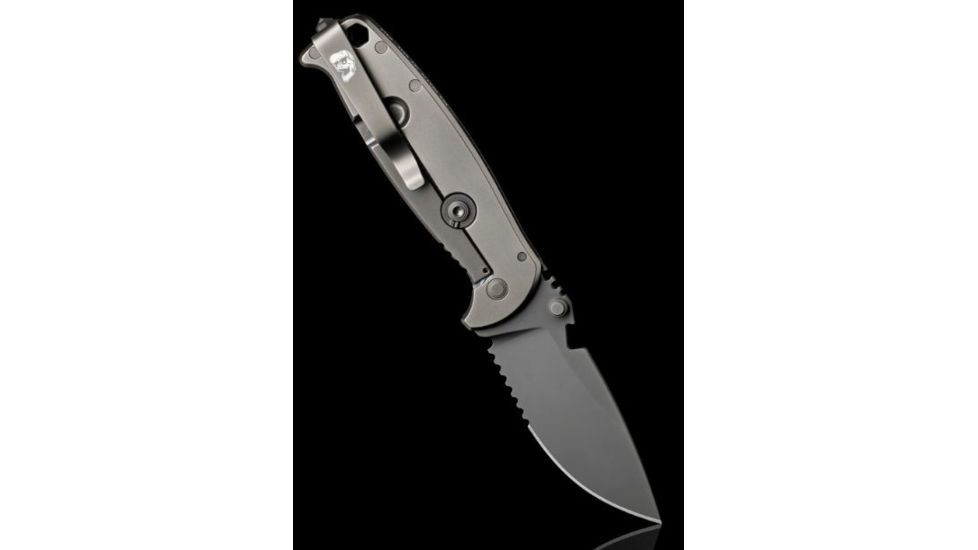 DPx Gear DPx HEST/F Triple Black 3.14in Blade Folding Knife,G10/Titanium Handle,Serrated Edge DPHSF128