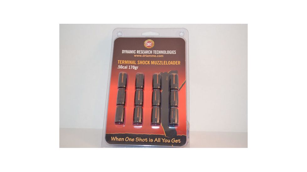 DRT Ammo Terminal Shock Muzzleloader Bullets, .50 cal Black Powder, 170 grain, Harvester Sabot, 12-Bullets, 15017012
