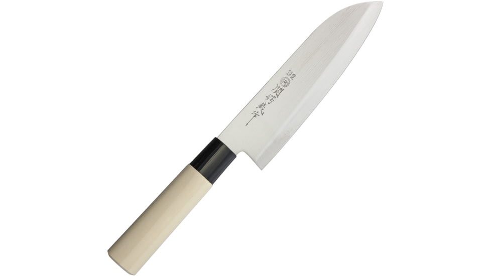 Due Cigni Santoku Maple Handle,11 1/2in Kitchen Knives, 11 1/2in Overall, 6 3/4in SS Blade, Natural Maple Handle With Black Composition Trim, HH01/17.5