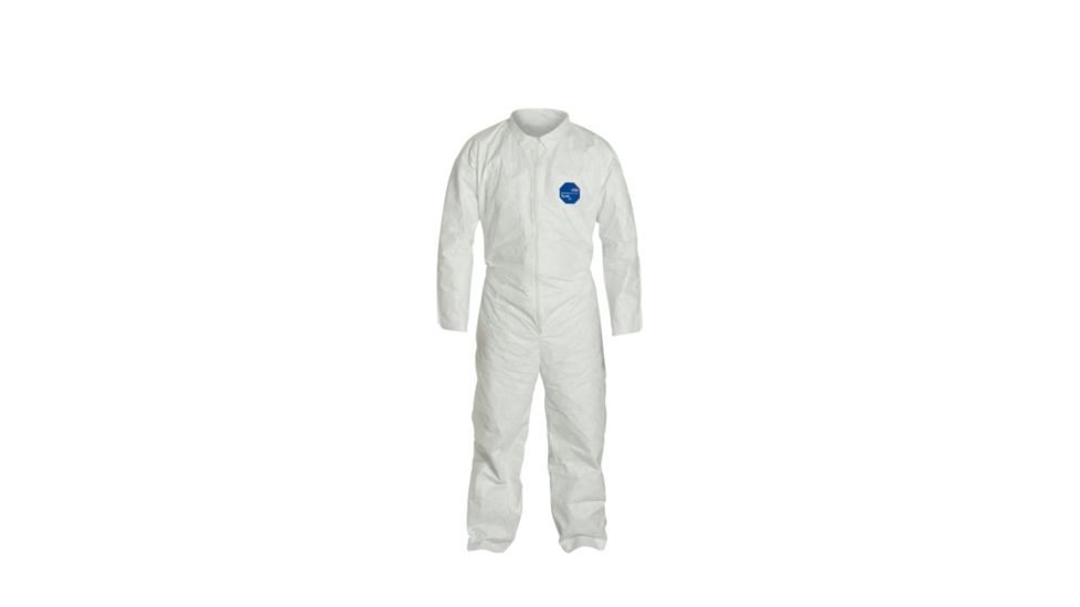 DuPont 13450 Tyvek 400 Collared Coveralls with Open Wrists and Ankles, Case of 25, White