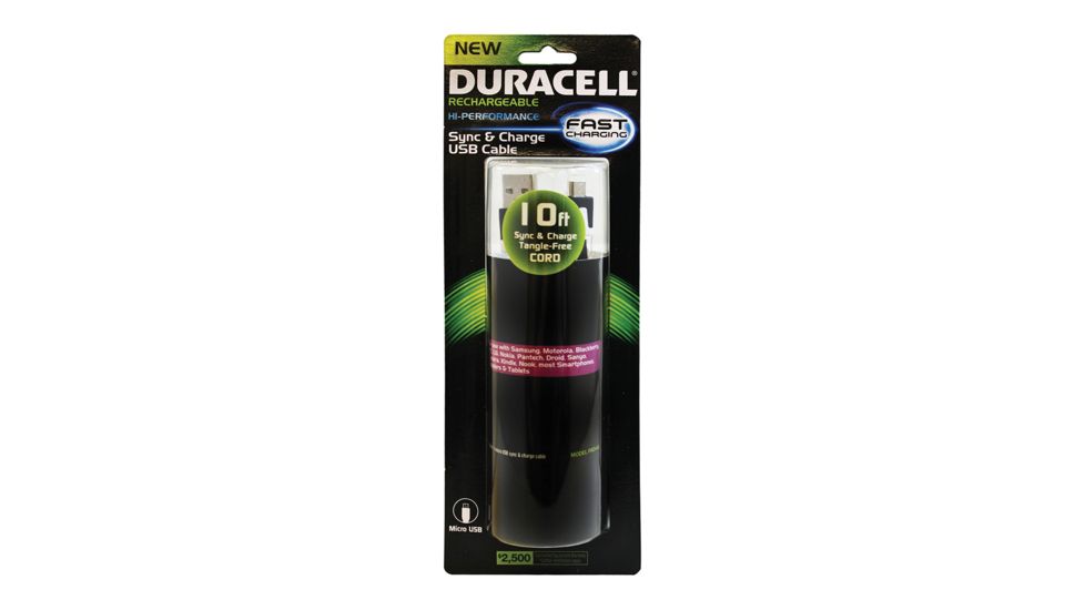 Duracell 10ft Flat Micro USB to USB Sync and Charge Cable, Black PRO440