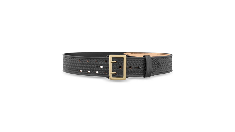 2-1/4" Basketweave Leather Sam Browne Duty Belt (Half Lined) with Gold Buckle