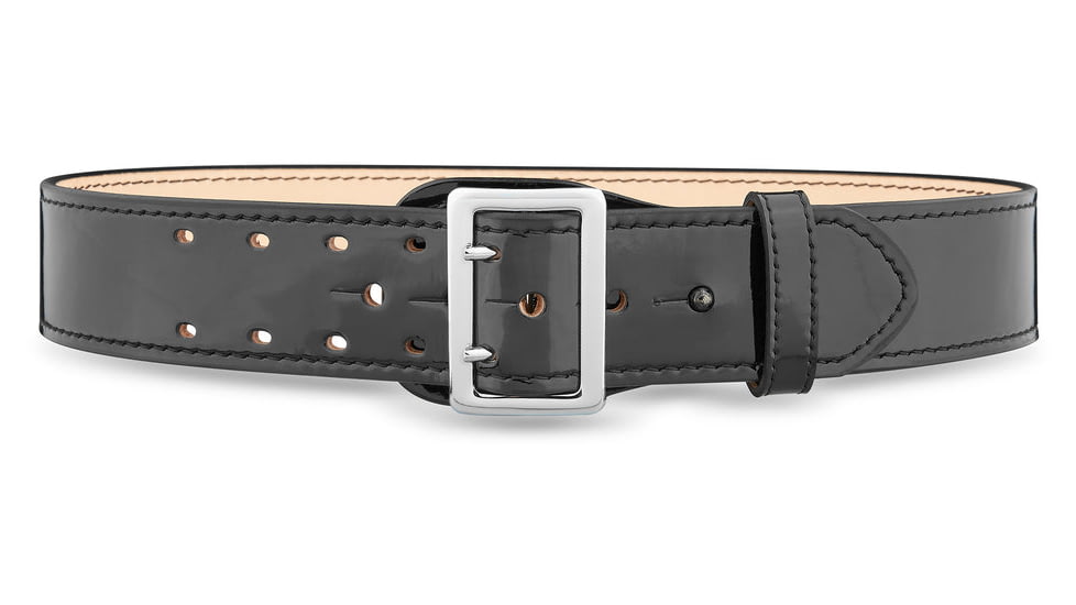 DutyMan 2-1/4inch High-gloss Leather Sam Browne 2-row Stitch Duty Belt With Nickel Buckle DTY-1031-32-9001