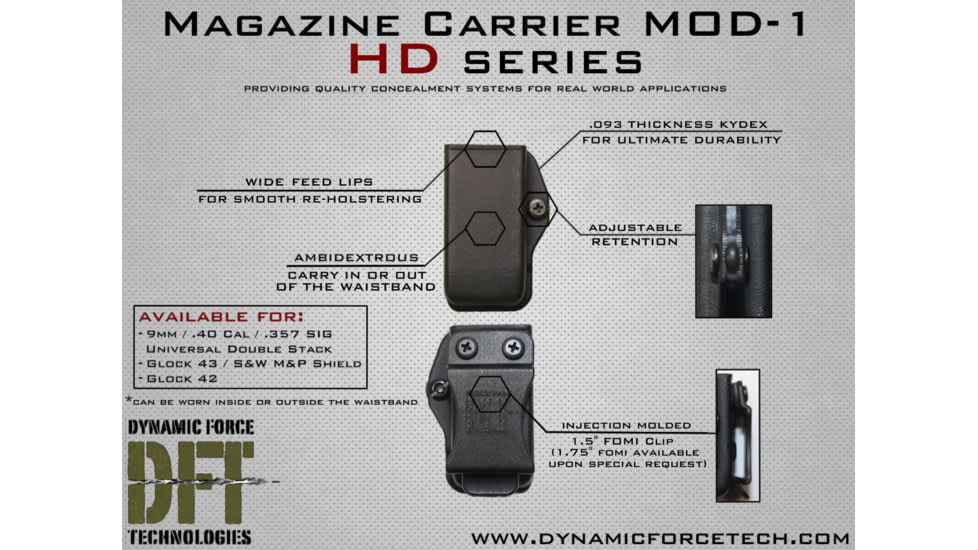 Dynamic Force Technologies Magazine Carrier Mod-1 Glock 42, Black MAG-G42