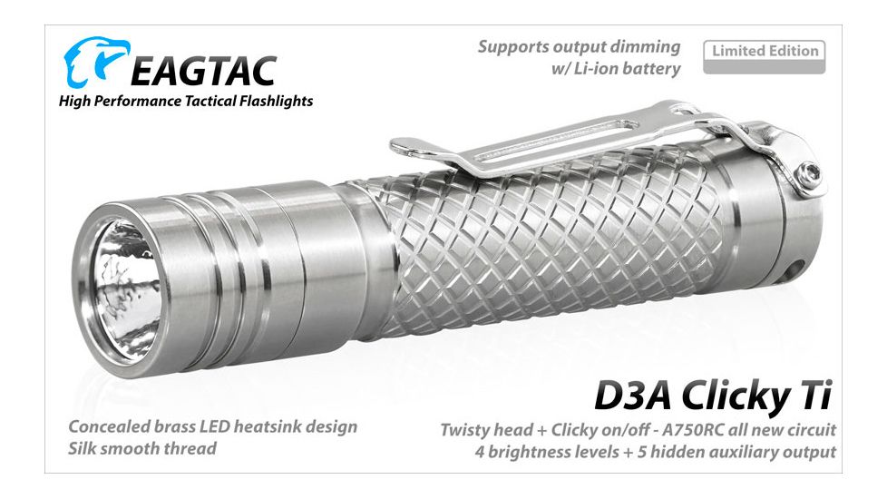 EAGTAC D3A TI Titanium XP-L HI 378 Lumen AA LED Flashlight, Silver, Small 4246