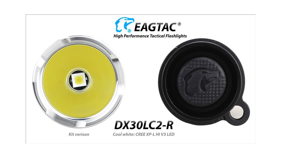 EAGTAC DX30LC2-R Rechargeable Flashlight, XP-L HI V2 NW LED, 1084lm, Black, DX30LC2R-XPLHI-BASE-NW