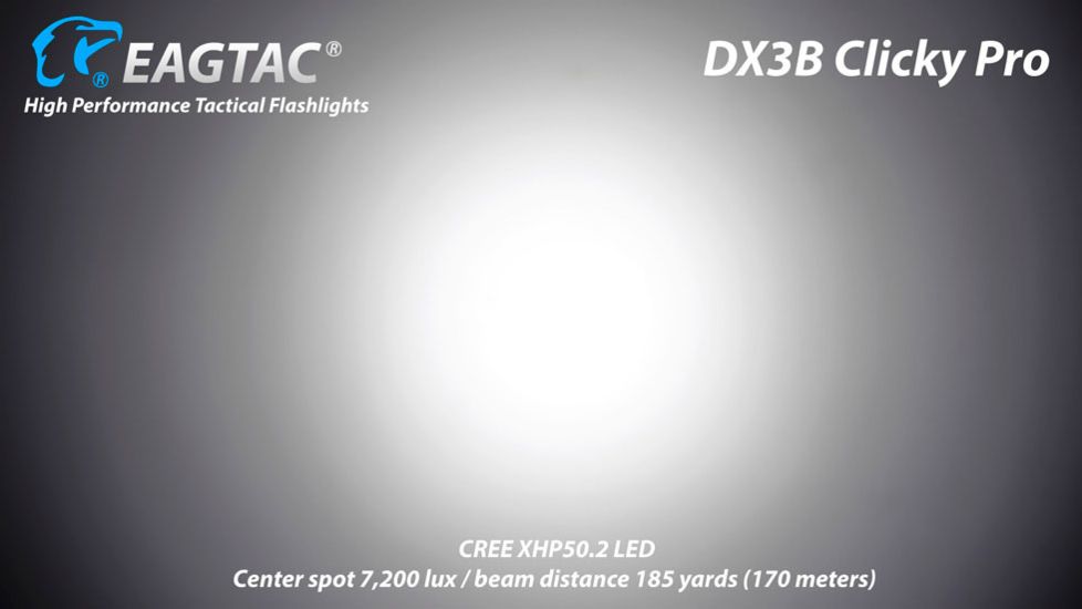 EAGTAC DX3B Clicky PRO Rechargeable XHP50.2 LED 2500 Lumen LED Flashlight, Black, Small 4253