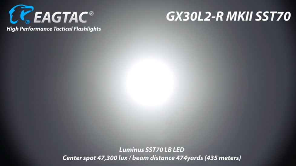EAGTAC GX30L2-R Flashlight, XHP35 HD CW LED, 2000lm, Black, GX30L2R-XHP35-HD-REG-CW