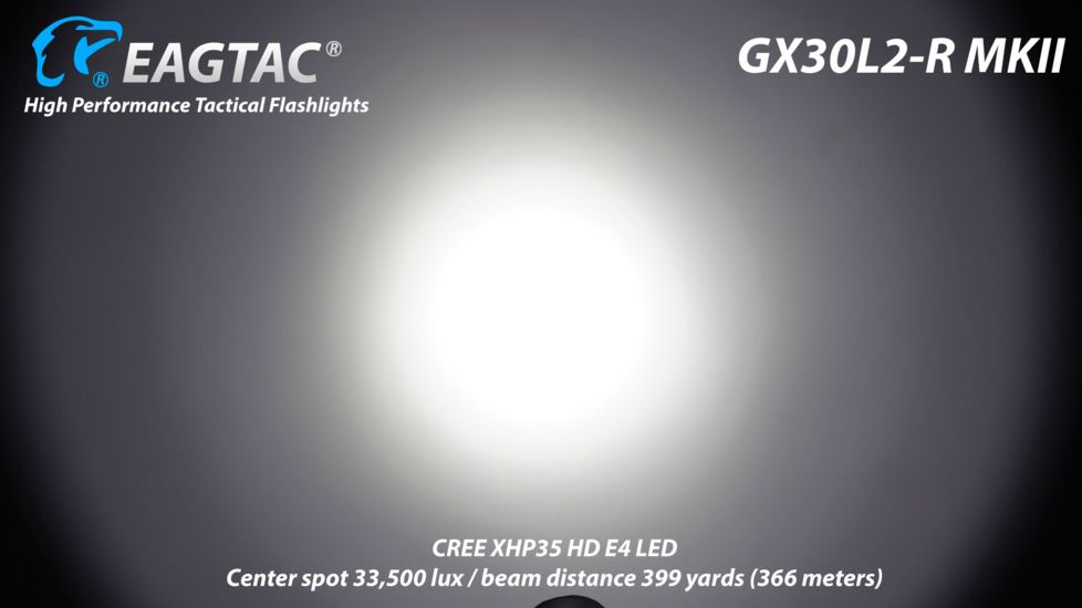 EAGTAC GX30L2-R MKII Flashlight, XHP35 HD CW LED, 2000lm, Black, Medium 4124