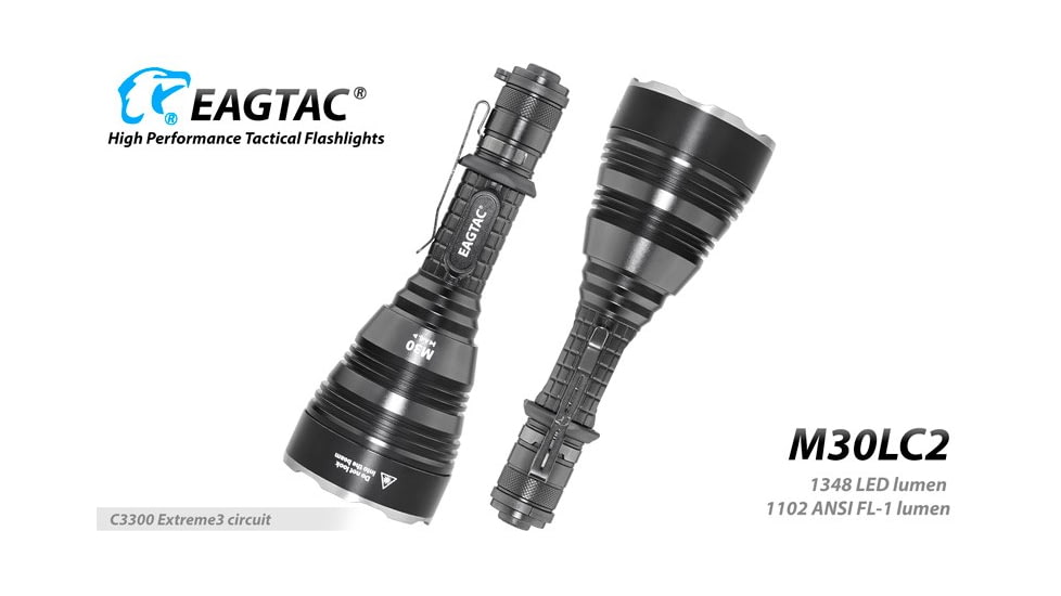 EAGTAC M30LC2 Flashlight, XM-L2 U4 CW LED, 1348lm, Black, M30LC2-XML2-BASE-CW