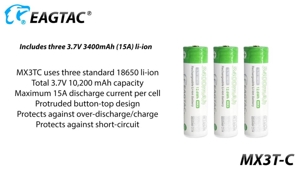 EAGTAC MX3T-C SST70 LB LED Flashlight, Black, 10000lm, MX3T-C-4*SST70-CW