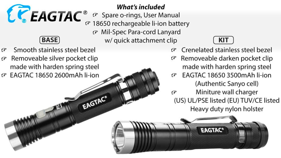 EAGTAC PX30LC2-R Base Flashlight, XP-L HI CW LED, 1160lm, Black, PX30LC2R-XPLHI-BASE-CW