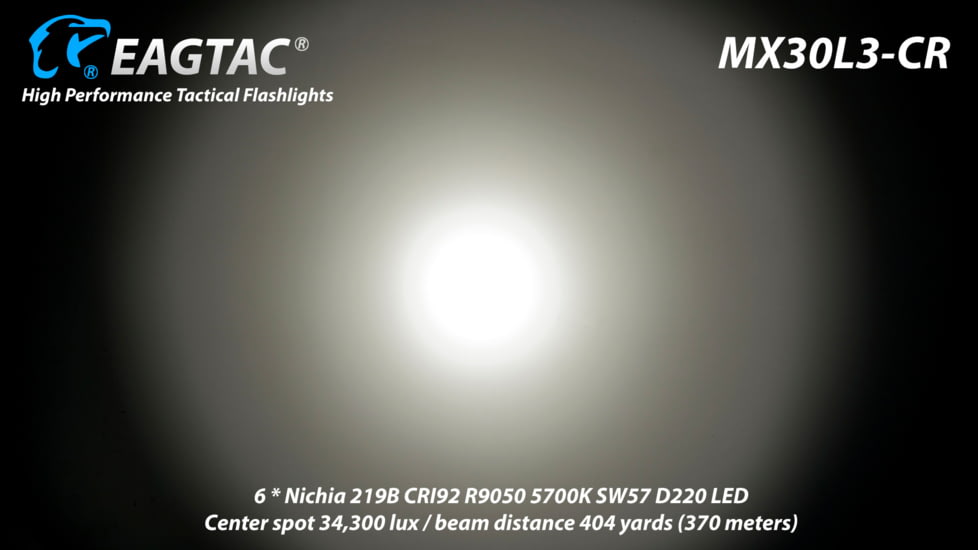 Eagtac Rechargeable MX30L3C-R 6219C 4000K LED Flashlight Kit, Black, Medium, MX30L3CR6*219CKIT