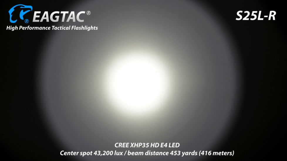 Eagtac USB Rechargeable S25LR XHP35 HD 2000 Lumen Tactical Flashlight KIT, Black, Medium, S25LRXHP35HDKIT