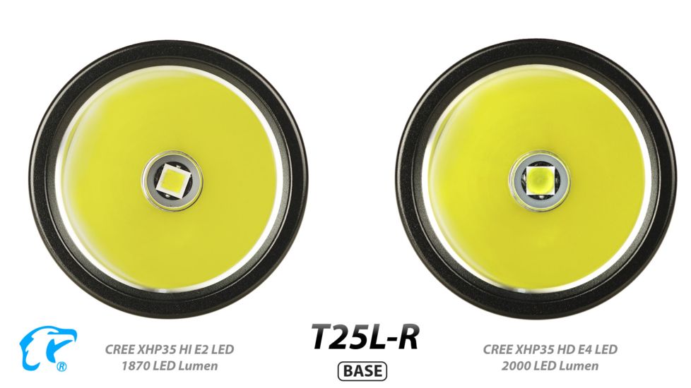 Eagtac USB Rechargeable T25LR XHP35 HI 385 Meter Tactical Flashlight Base, Black, Medium, T25LRHI