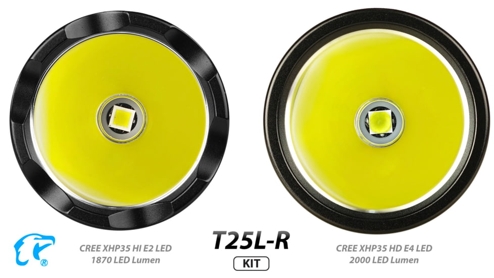 Eagtac USB Rechargeable T25LR XHP35 HI 385 Meter Tactical Flashlight KIT, Black, Medium, T25LRHIKIT