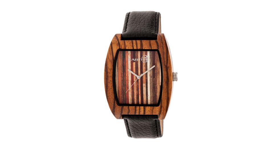 Earth Wood Cedar Leather-Band Watch, Multicolor/Black ETHEW4604