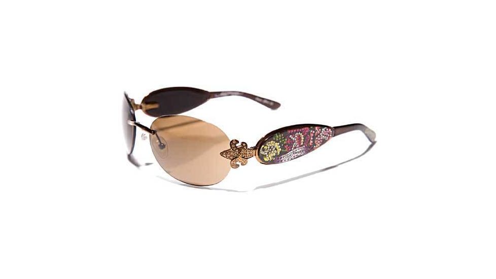 Ed Hardy Three Old School Roses Sunglasses - Cocoa Frame, Brown Lens