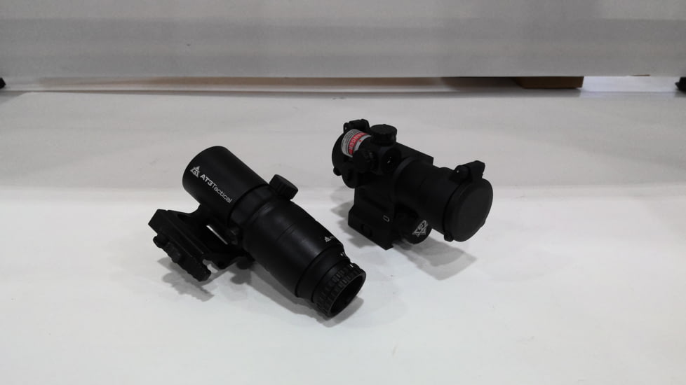EDEMO AT3 Tactical 4x Magnified Red Dot with Laser Sight Kit, Red Dot, Green Laser Sight &amp; 4x Magnifier, LEOS-GRN-4XRDM-KIT, EDEMO1